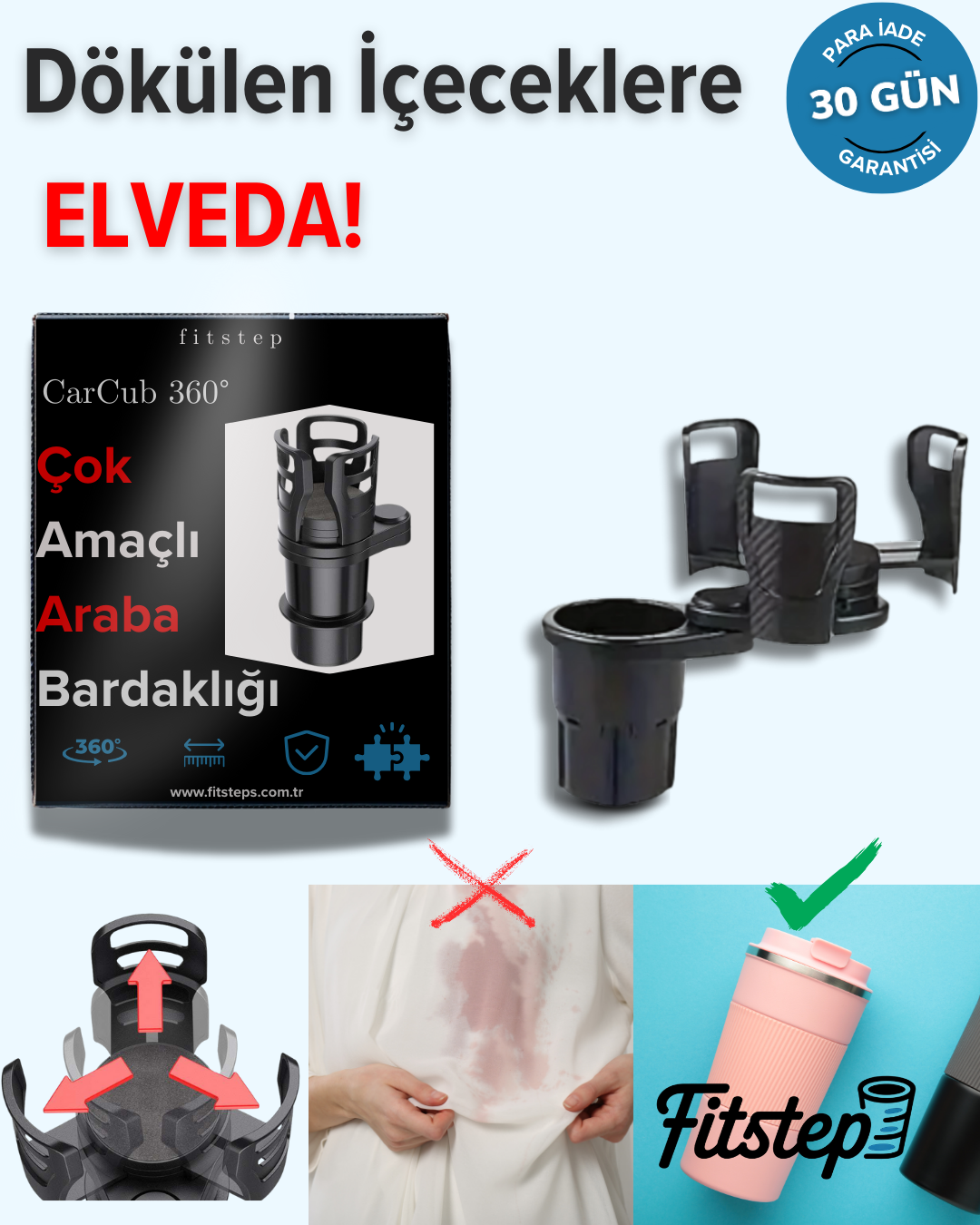 Çok Amaçlı 360° Oto Bardaklık® Anneler Gününe Özel Fiyat!